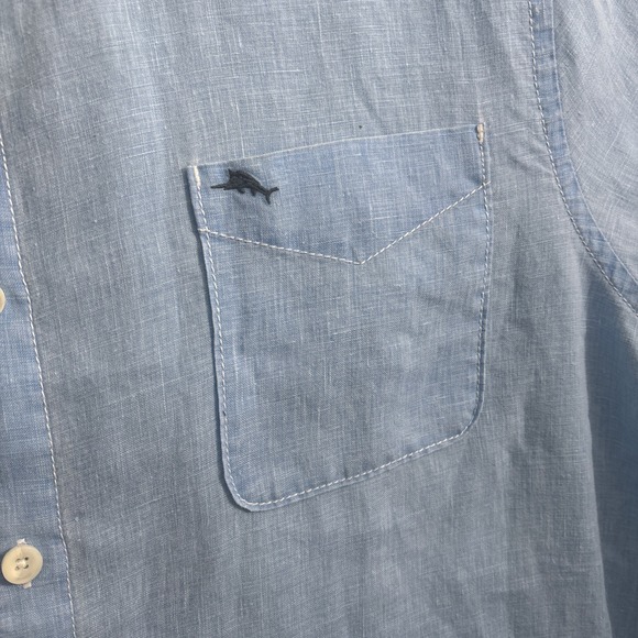 Tommy Bahama 100% Linen Button Up Shirt Men's 2XL Blue 25 years of Paradise EUC - Picture 4 of 10